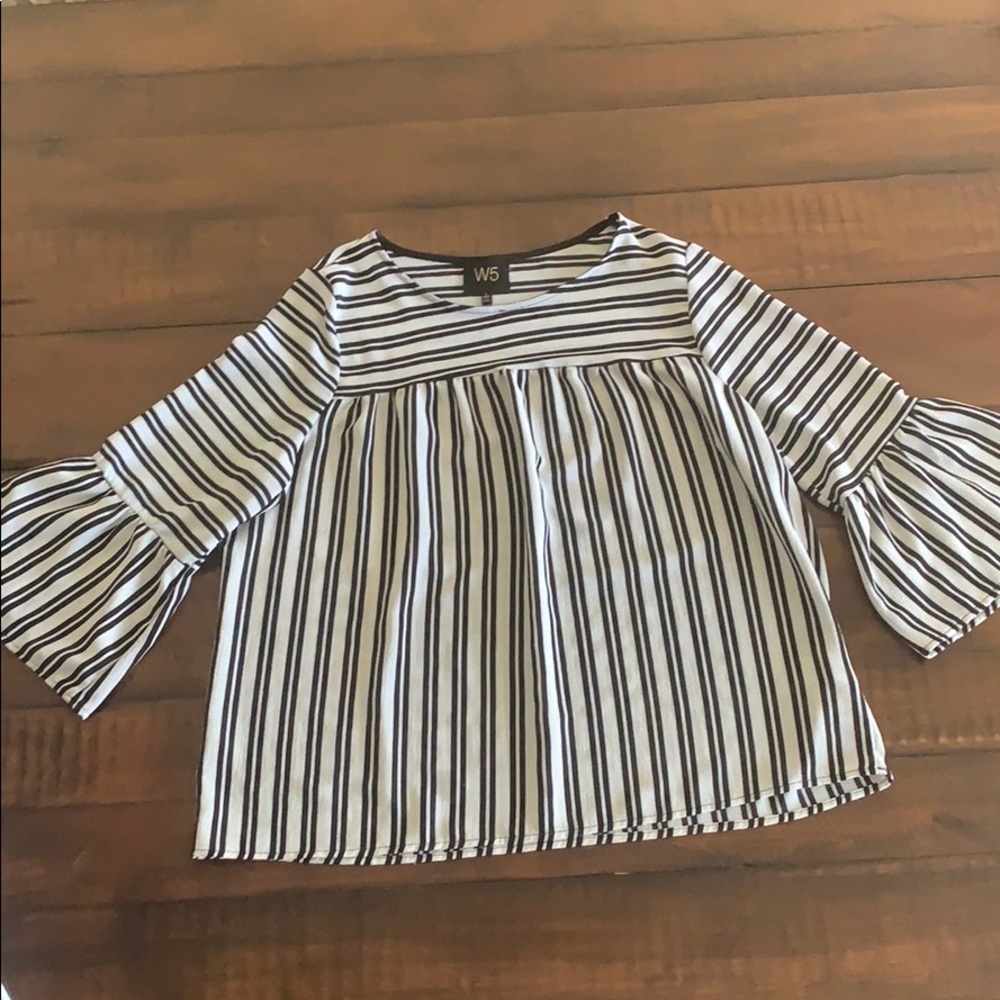 Anthro W5 Black & White blouse Sz L